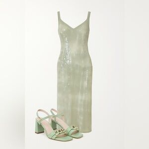 New Caroline Constas Sequin Mesh Toe Die Dress Size Medium